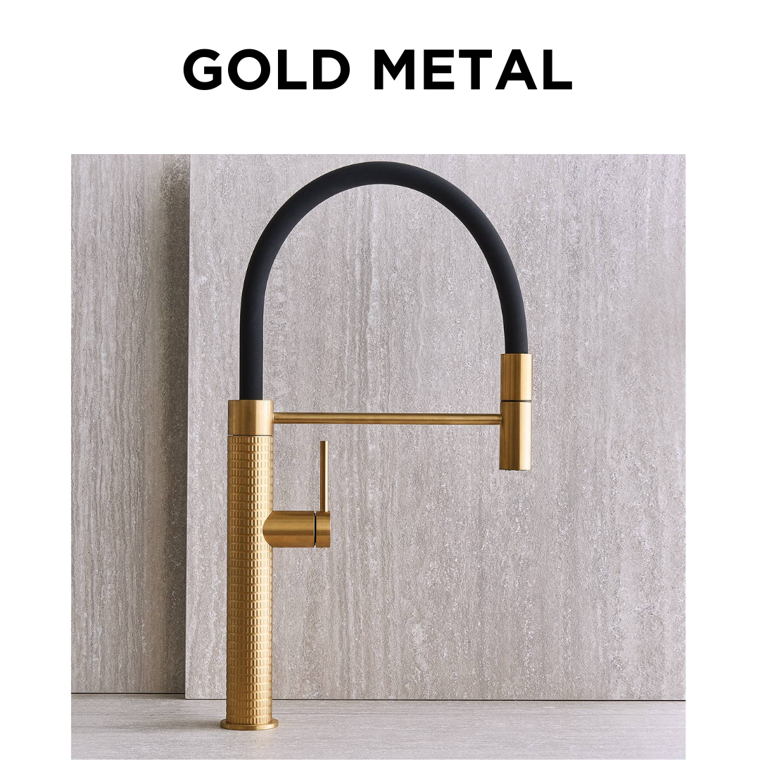 Monocomando con doccia tubo in silicone gold metal