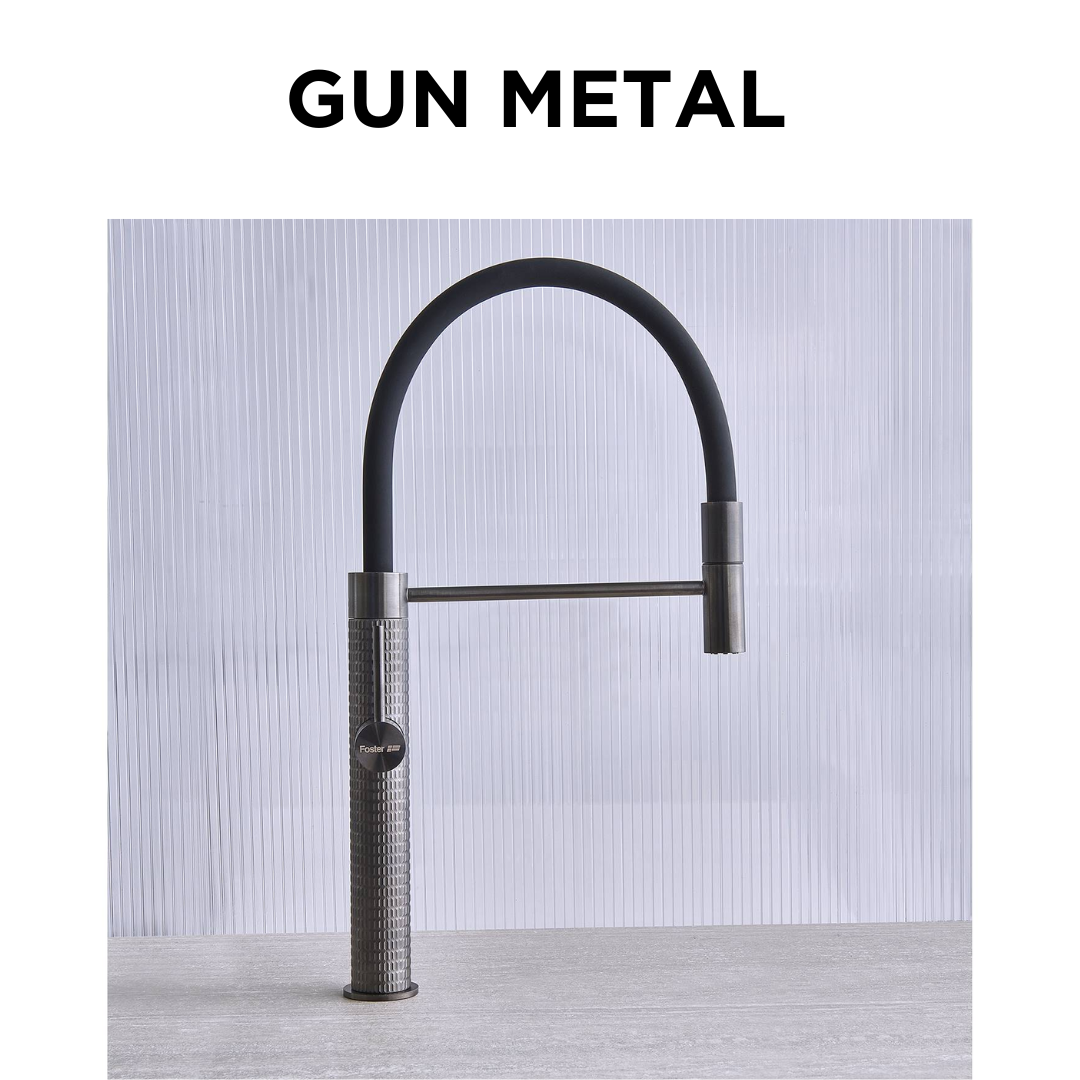 Monocomando con doccia tubo in silicone gun metal